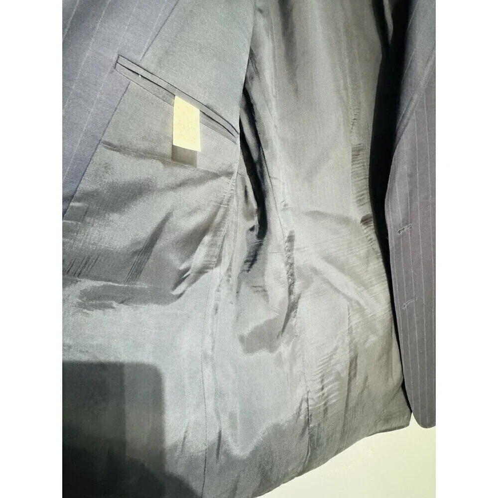 Lauren Ralph Lauren Blazer Mens 42  Blue Striped Wool Cashmere Suit Jacket